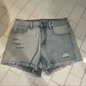Striped jean shorts